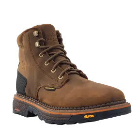 R.Watson Men's Brown Waterproof Broad Square Toe Lace Up Work Boots
