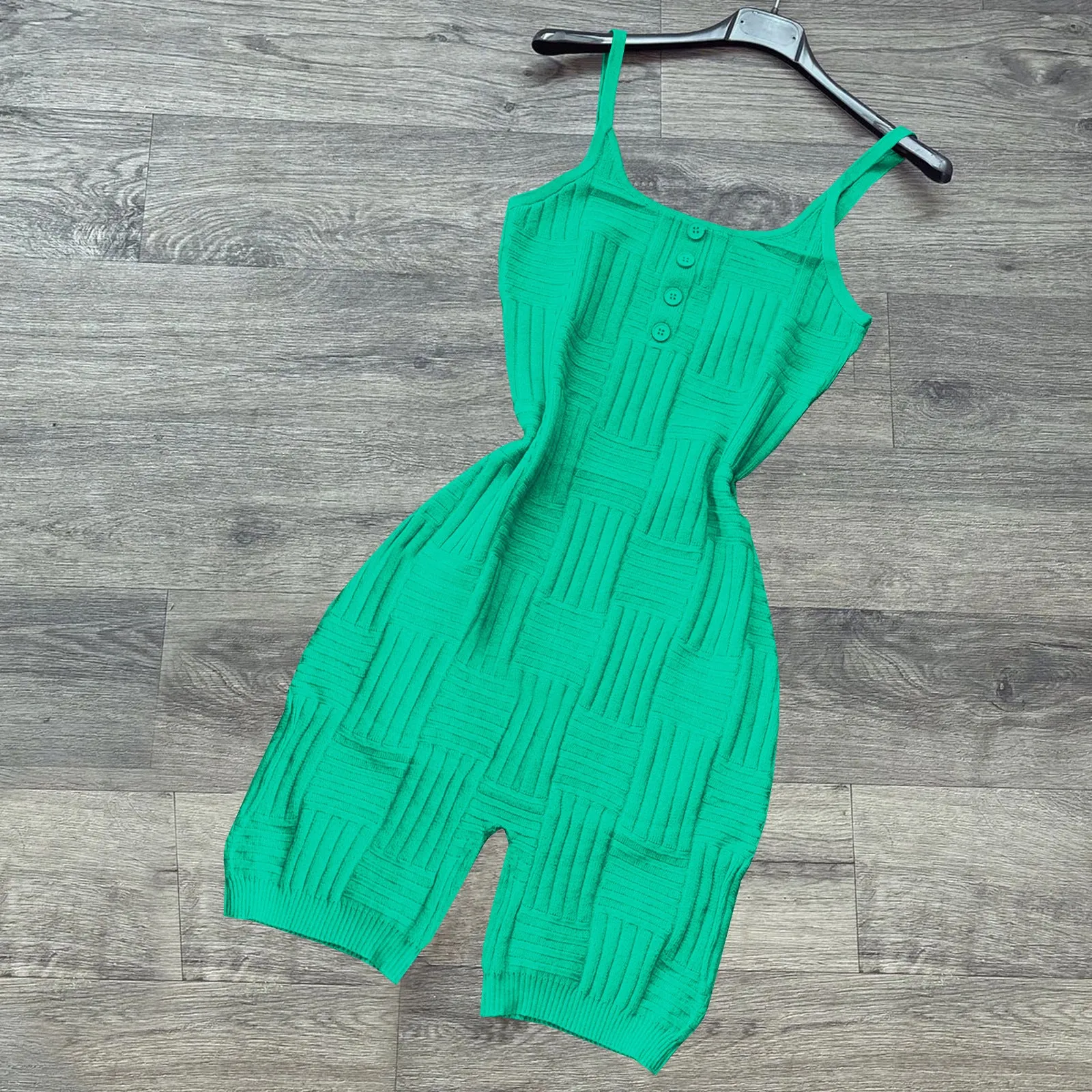 Sexy knitted embossed suspender Romper（AY2162）