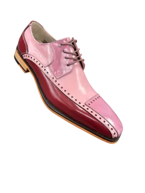 Stacy Adams Plaza Men's Multi Color Pink Lace-Up Dress Shoes Oxford Fashion Design