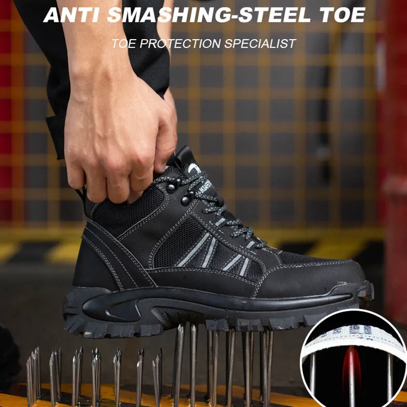 Steel Toe Shoes for Men Women Indestructible Work Lightweight Safety Sneakers Slip-Resistant Composite Boot for Construction