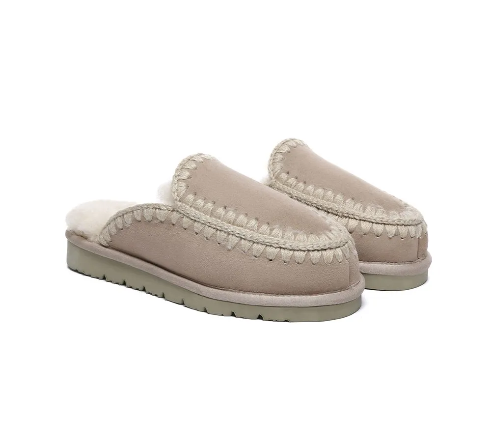 UGG Slippers Women Sheepskin Wool Knitted Ankle Slippers Sophia